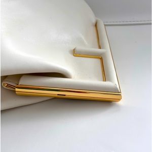 Fendi leather and gold trim clutch